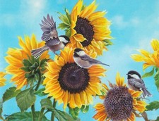 Artist: Abraham Hunter Sunflower And Birds Blank Note Greeting Card