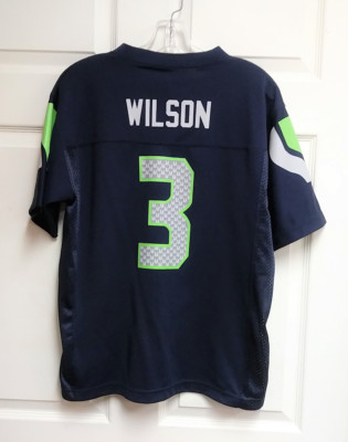 NFL Team Apparel Seattle Seahawks Blue Russell Wilson #3 Jersey Shirt Youth Sz L