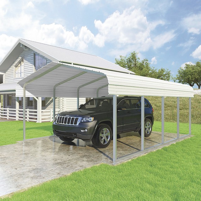 Versatube 14 X 20 X 7 Metal Single Car Carport Cm014200070 For