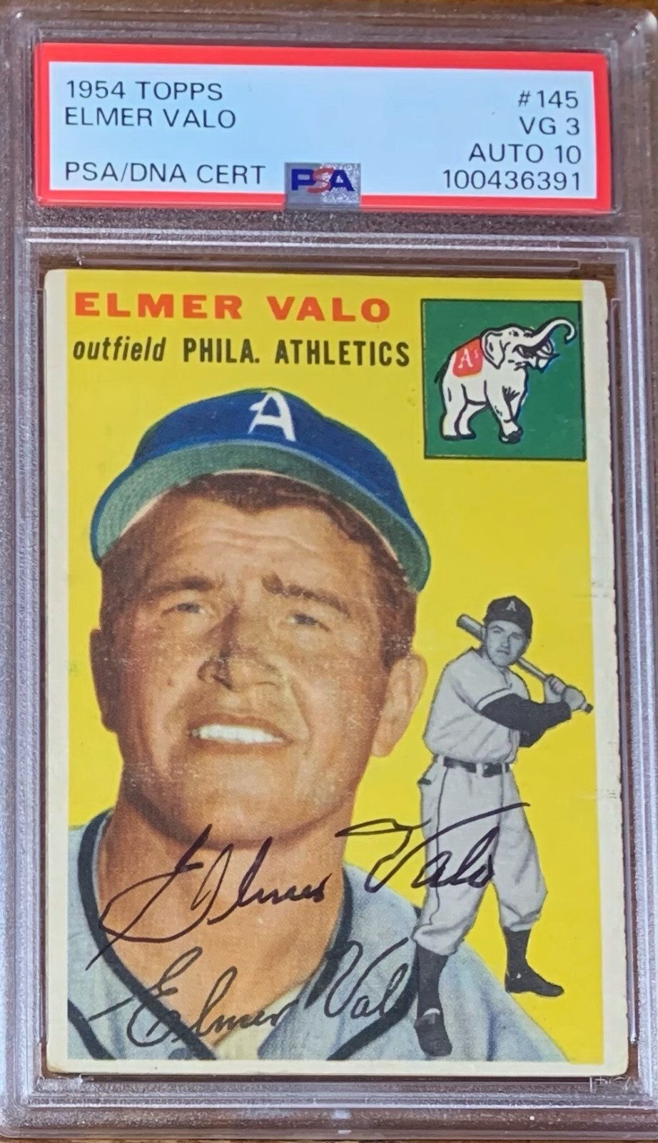 1954 Topps #145 Elmer Valo Athletics PSA 3 DNA 10 Cert Autograph Pop 1 -0 higher