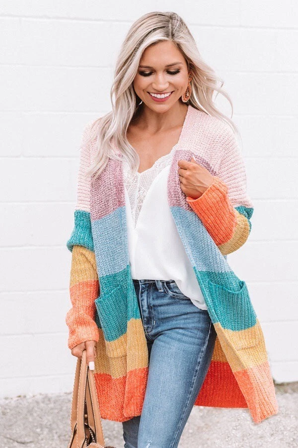Pink top chenille cardigan