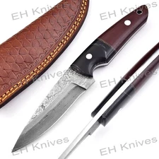 9'' Handmade Damascus Steel Skinner Knife - Hunting Fixed Blade - Gift for Men