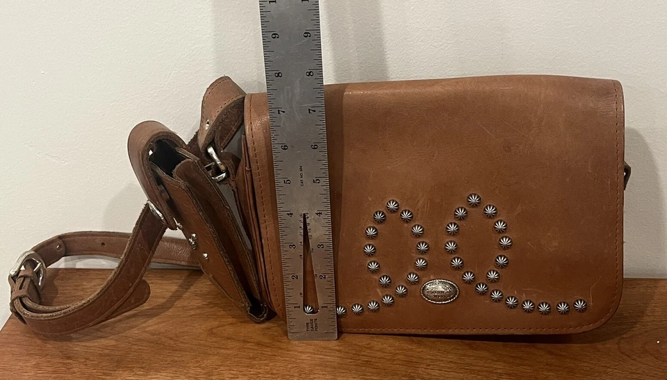 Bolso de Hombro AMERICAN WEST Hecho a Mano Floral Tooled Cuero Marrón Foto 4 de 4