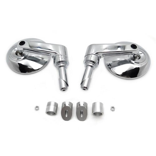 Chrome 7/8" 1" 22mm 25mm Round Bar End Mirror Diamond cut-down Café For Harley - Foto 7 di 12