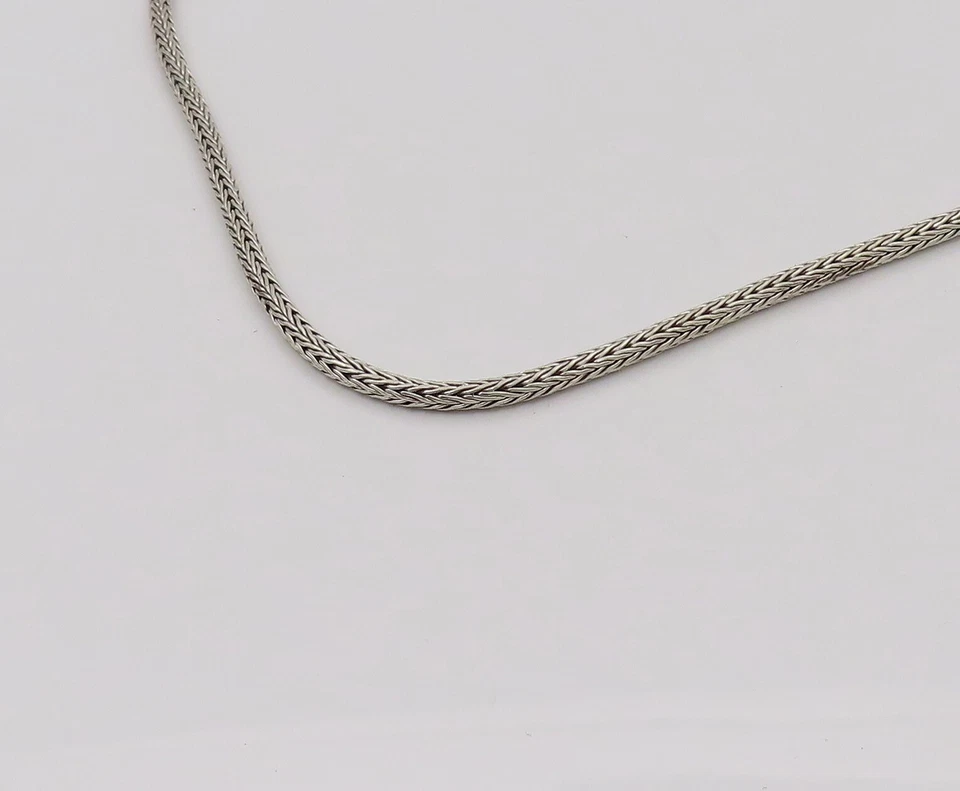 SARDA 925 Silver  Vintage Minimalist Breaded Solid Chain Necklace  NE4114 - Image 3 of 4