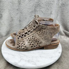 Sofft Shoes Womens Size 8.5 Nora Brown Leather Lace Up Sandals *GUC*