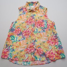 Time and Tru Womens Linen Blend Button Up Shi...