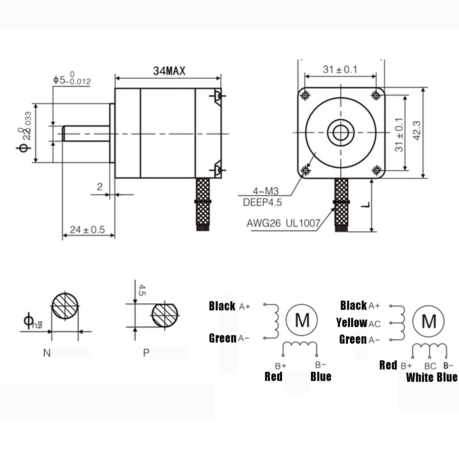 17hs4401-1304A 4-lead 42 Stepper Motor Drive 34mm FOR 3D Printer ...