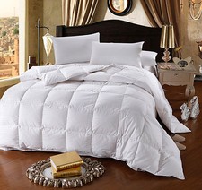 600 Fill Power-Striped White Goose Down Comforter All Season 300TC
