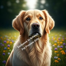 Digital Image Desktop Wallpaper Drawing Picture AI Art Golden Retriever Loyalty
