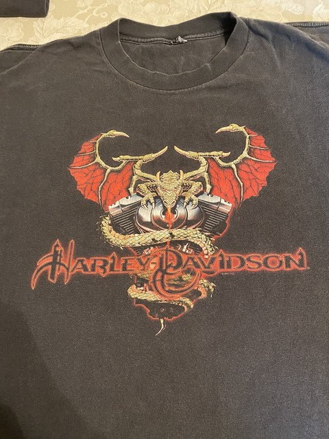 Vintage Harley Davidson Dragon Motor Eagle 00s VTG Faded T Shirt M | eBay