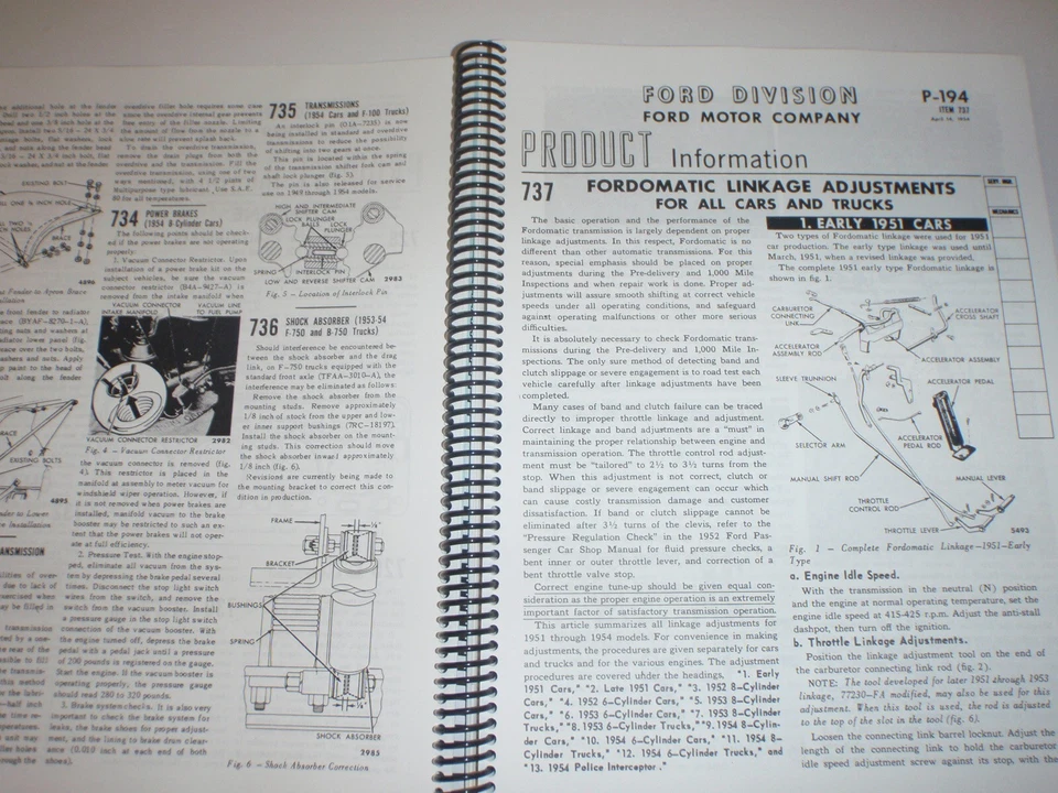 Ford Passenger Car 1954 1955 1956 cartas de servicio de producto Crown Victoria Assoc. Foto 4 de 4