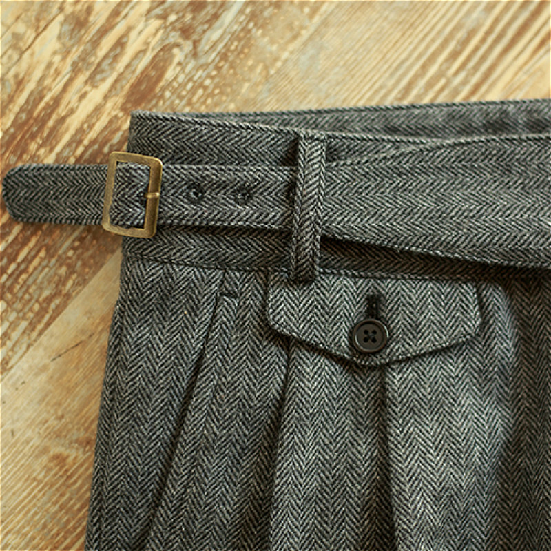Men Wool Blend Herringbone Pants Retro Tweed Straight Leg Men Wool Blend Herringbone Pants Retro Tweed Straight Leg