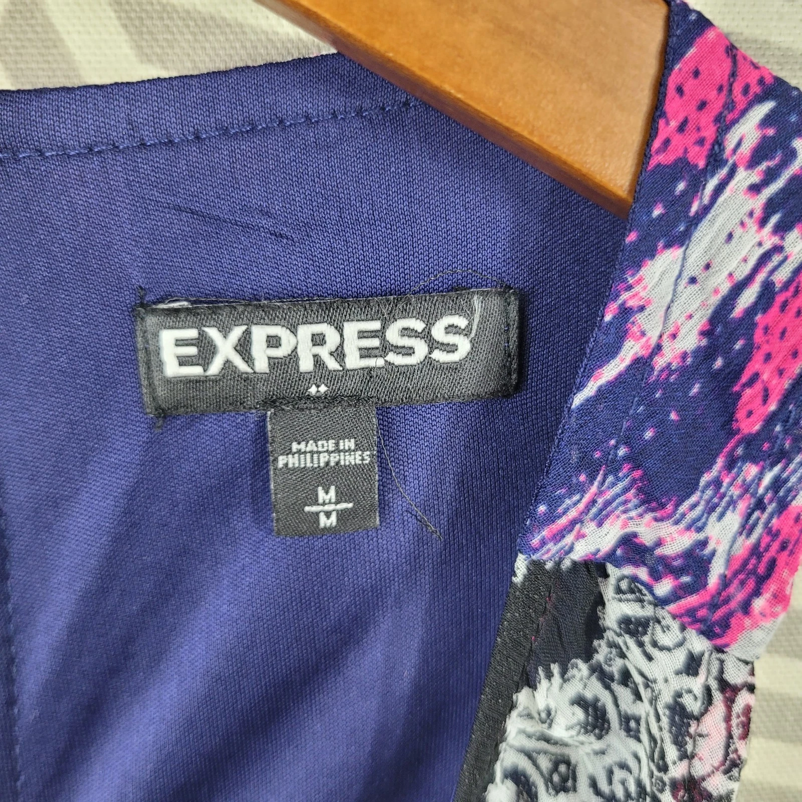 VETEMENTS Express Maxi Abito Prendisole Taglia Media Lungo Maglia Strati Geometrico Blu Rosa