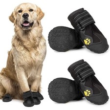 4-Pack Waterproof Anti-Slip Dog Boots Reflective Shoes For Med/Large Dogs