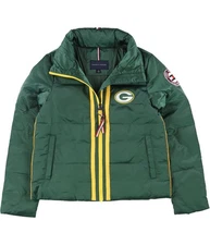 Tommy Hilfiger Womens Green Bay Packers Puffer Jacket, Green, Small
