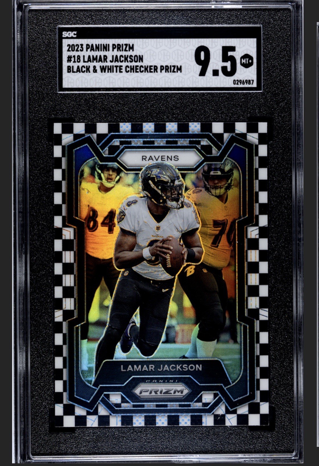 2023 Panini Prizm - Lamar Jackson #18 Black & White Checker Prizm