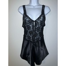 Vintage Victoria  s Secret Gold Label Black Satin Nighty Gown P