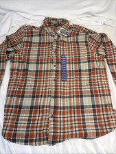 Eddie Bauer Mens Flannel Shirt Plaid Pattern Button-Up Long Sleeve XXL