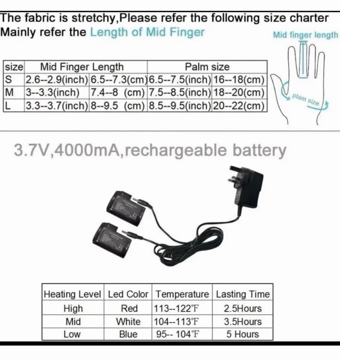FUCIPILY  Battery Heated Touchscreen PU Leather Fleece Gloves L Black image 2