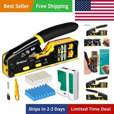 RJ45 Crimp Tool Pass Through Kit Ethernet Crimper Cat5 Cat5e Cat6 Crimping To...