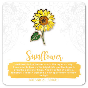 Authentic Sunflower Enamel Pin - Gold Plated Floral Nature Jewelry - Garden Flower Brooch