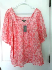 STYLE & CO.  WOMENS PLUS SIZE 4X  GAUZY BOHO COTTON PEASANT TOP TUNIC NEW W/TAGS