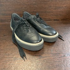 Lanvin Men’s Leather Platform Sneakers Size 10 Black LaceUp Low Top Luxury Shoes