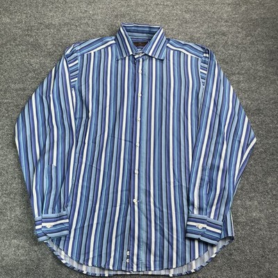 ETRO Milano Shirt Mens 42 Medium Button Up Long Sleeve Stretch Italy Casual