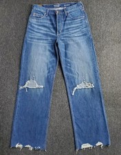 Ariat Jeans Womens Sz 30R Blue Haiti Ultra High Rise Tomboy Wide Leg Distressed