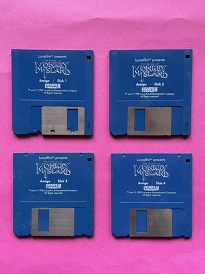 MONKEY ISLAND AMIGA 500 Commodore Floppy SPIEL Diskette BOX 3 2 1 no C64 128 SX