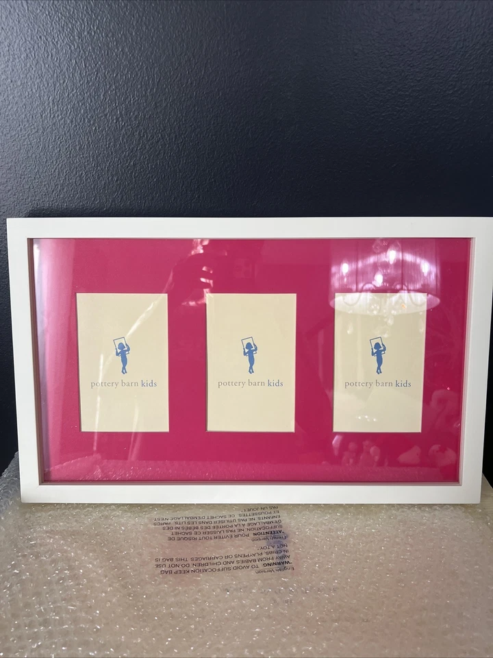 Marco Galería Pottery Barn Blanco Tres 4x6 Apertura Rosa Brillante 18x11 Nuevo Foto 4 de 4