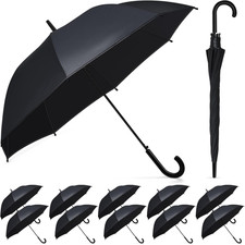 Elegant Windproof Black Wedding Umbrellas - Auto Open J Hook Handle