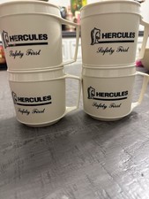 VTG Aladdin Hercules “Safety First” Plastic Mugs – Set of 4 Made in USA – 1970