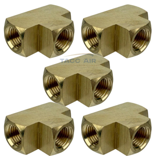 5 PC 1/4" Female NPT Equal Pipe Tee Brass Barstock Threaded Pipe Fitting FNPT