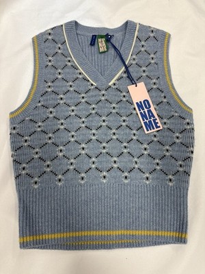 NONAME No Name Blue Argyle Knit Cashmere Wool Pullover Sweater Vest Top XS NEW