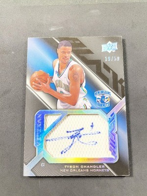 2008-09 UD Black #SPV-TC Tyson Chandler Veteran Signed Jersey Pieces Auto #/50