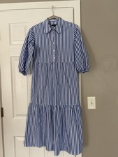 Quince Striped Blue White Shirt Maxi Dress Closet Staple Basic Modest