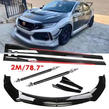 Front Bumper Lip  Side skirt Rear lip Glossy Black Red For Honda Civic Y