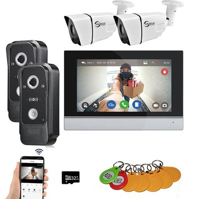Wired Video Intercom System 7-inch HD Touchscreen Door Phone with WiFi Connect