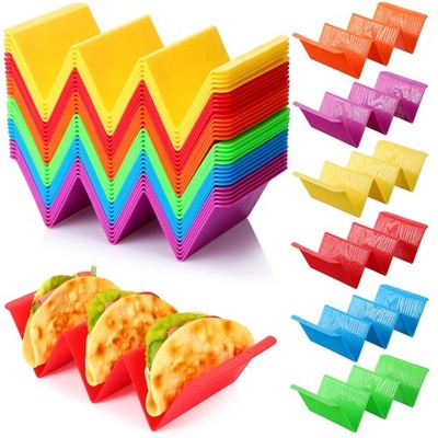 60 Pack Colorful Taco Holders - Large Plastic Stands for 2-3 Tacos, Dishwasher S