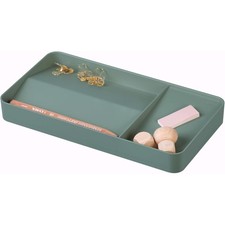 Double Sided Green Desk Organizer Tray for Notes Pens Pencils and Accessories