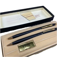 cross Classic Black 2501 Ball Point Pen  Pencil - Blue Ink - Box  Papers