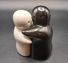 Cruet Salt & Pepper Set Hugging Ghosts Black & White VGC