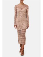 Zimmermann Wylie Shell Long Crochet Dress Taupe Size: 1 US: 6