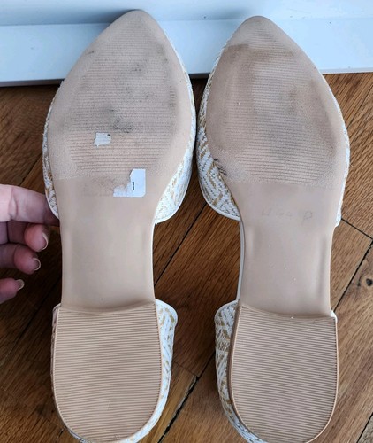 Isaac Mizrahi Nueva York Blanco y Dorado Tejido Texturizado D’orsay Pisos Talla 9.5 Primavera - Imagen 11 de 12