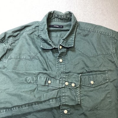 Colin s Shirt Women s Size M Pearl Snap Button Up Green Long Sleeve Western
