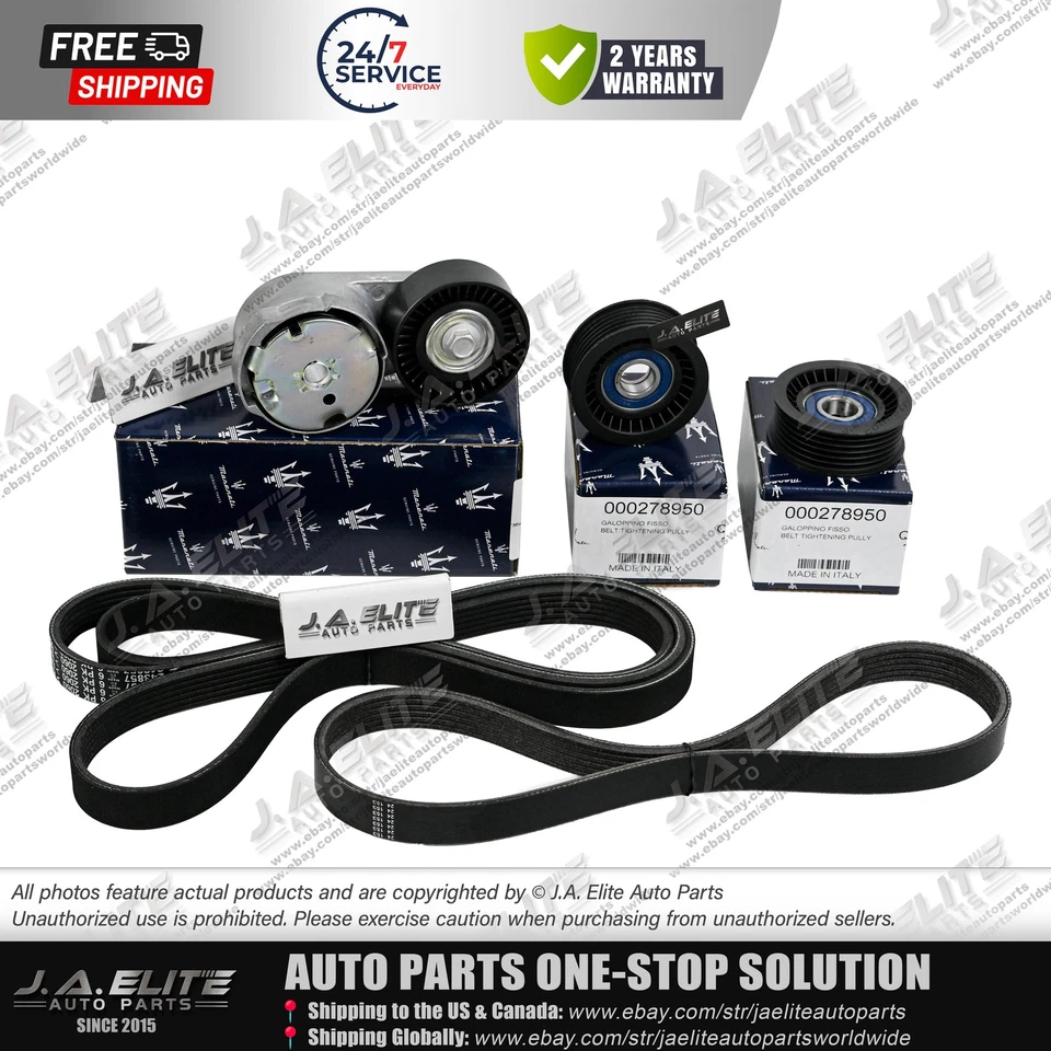 5pcs Genuine Drive Belt Replacement Kit fit Maserati Ghibli Levante Quattroporte - Image 3 of 4
