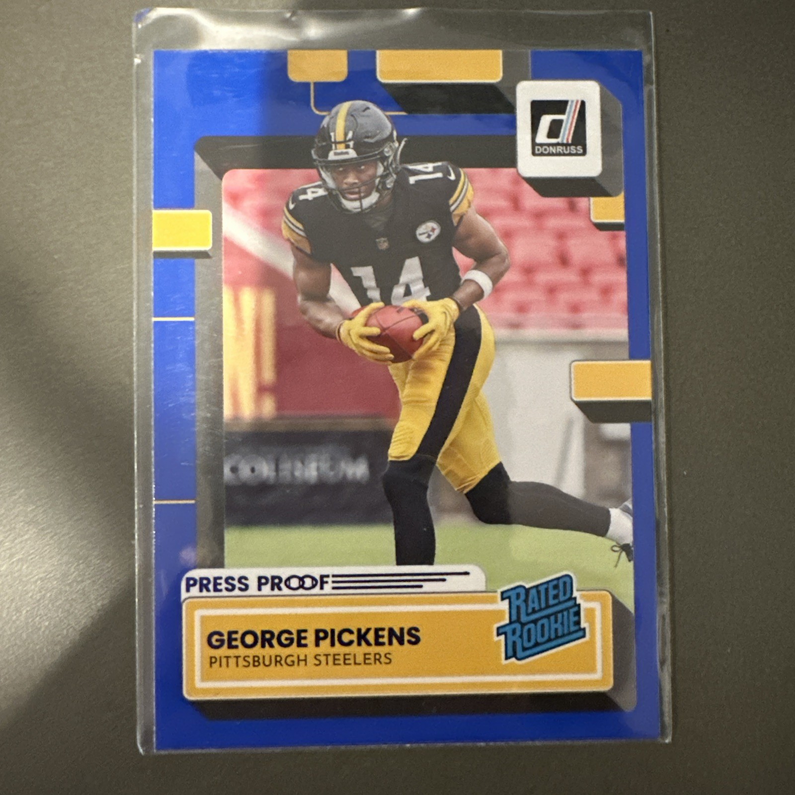 2022 Panini Donruss Rated Rookie George Pickens #323 Press Proof Blue (RC)
