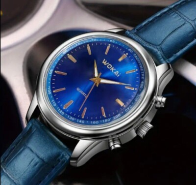 Men New Quartz Watch Casual Work Leather Strap Band Analog Stainless Watch 